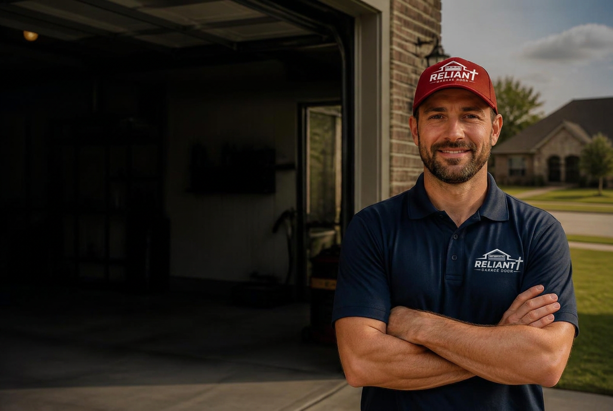 Reliant Garage Door technician outside an Oklahoma City home